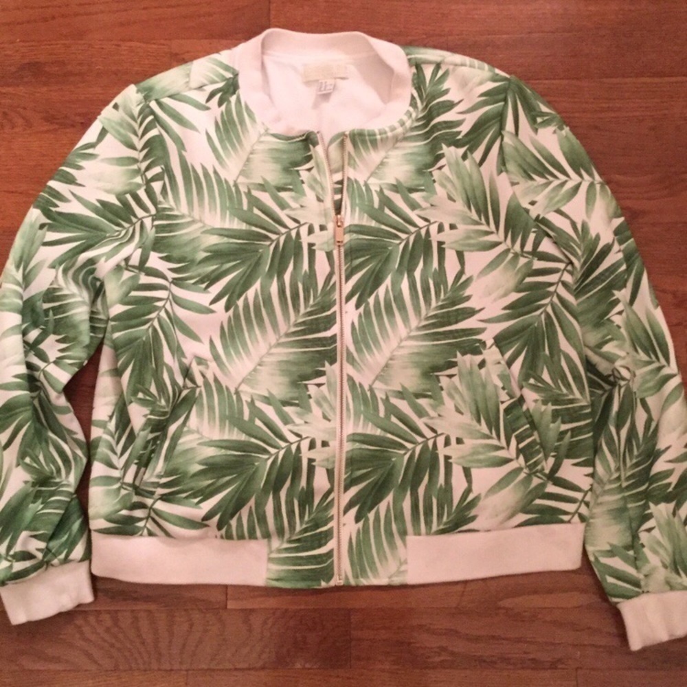 FOREVER 21 PLUS 1X SPRING RESORT PALM FROND ZIP UP JACKET